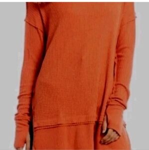 Free People We The Free Tunic North Shore Boho Waffle Knit Top Size Medium
